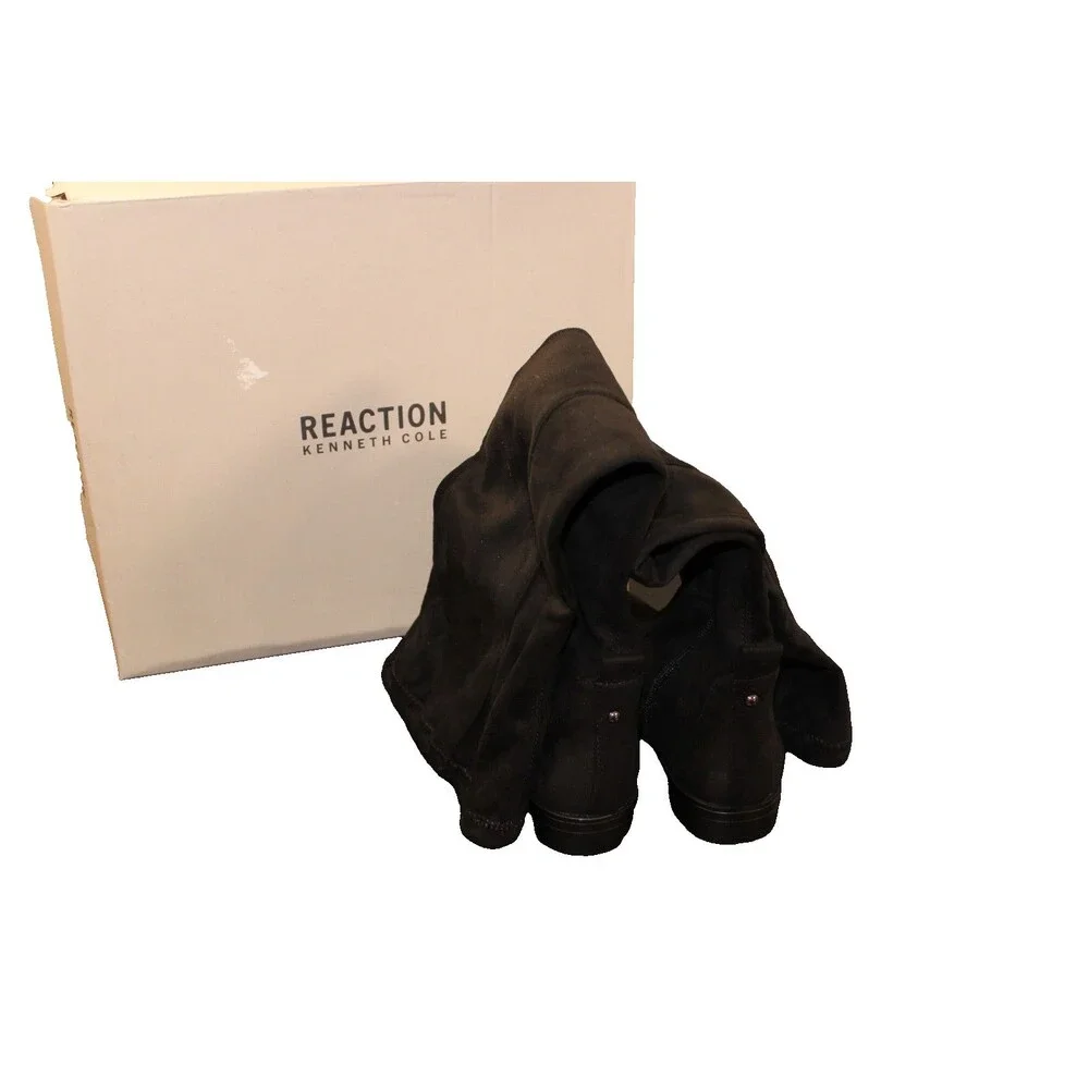 Kenneth Cole Reaction WIND-Y Boots Womens 5 Black Over The Knee Faux Suede NIB
